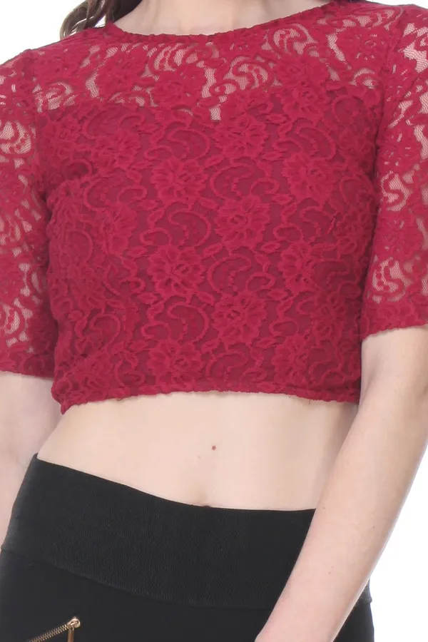 Zastraa_Maroon_Lace_Crop_Top