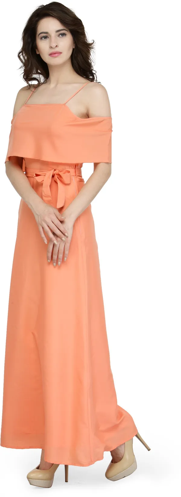 Orange_Cotton_Blend_Dress_For_Women
