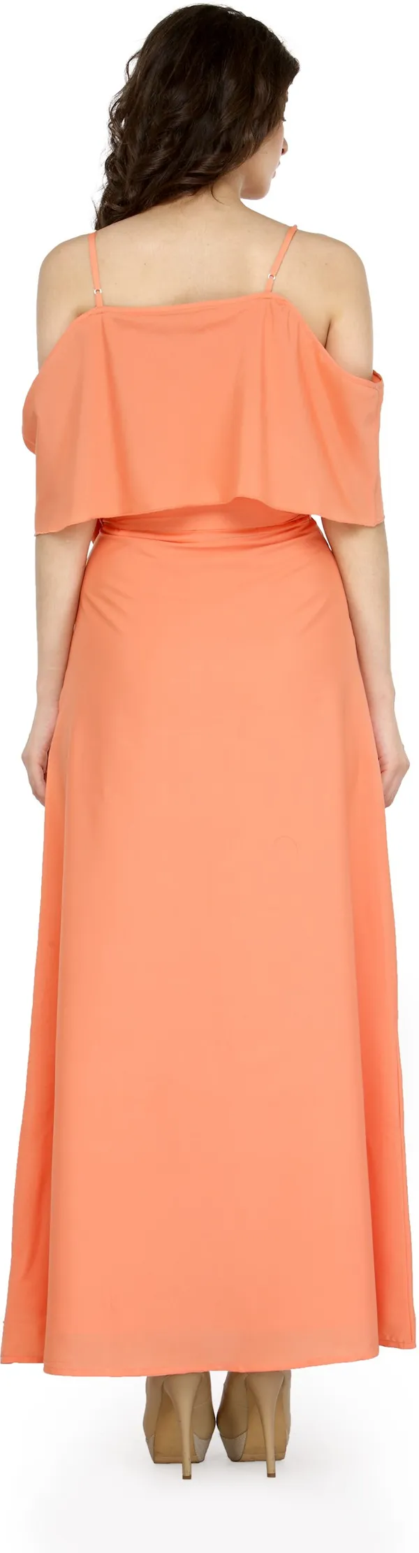 Orange_Cotton_Blend_Dress_For_Women
