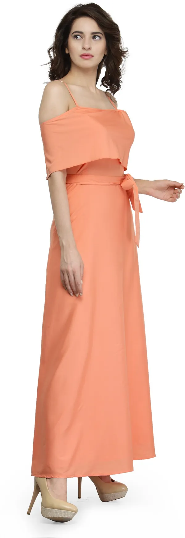 Orange_Cotton_Blend_Dress_For_Women