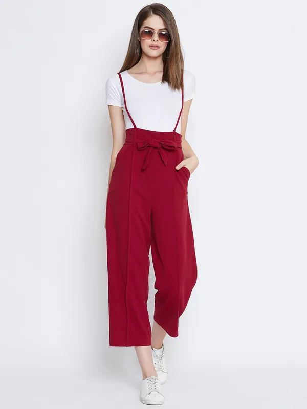 Maroon_Polyester_Dungaree_For_Women