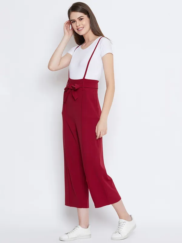 Maroon_Polyester_Dungaree_For_Women