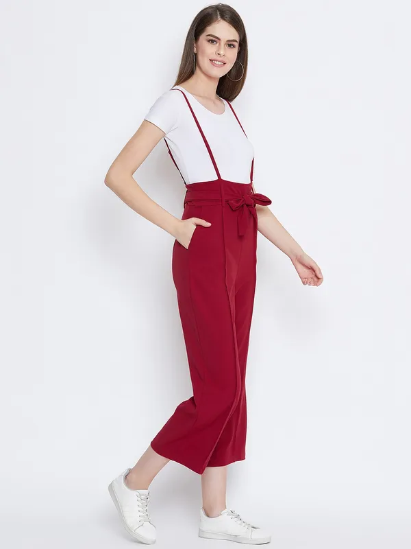 Maroon_Polyester_Dungaree_For_Women