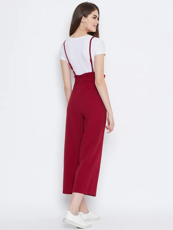 Maroon_Polyester_Dungaree_For_Women