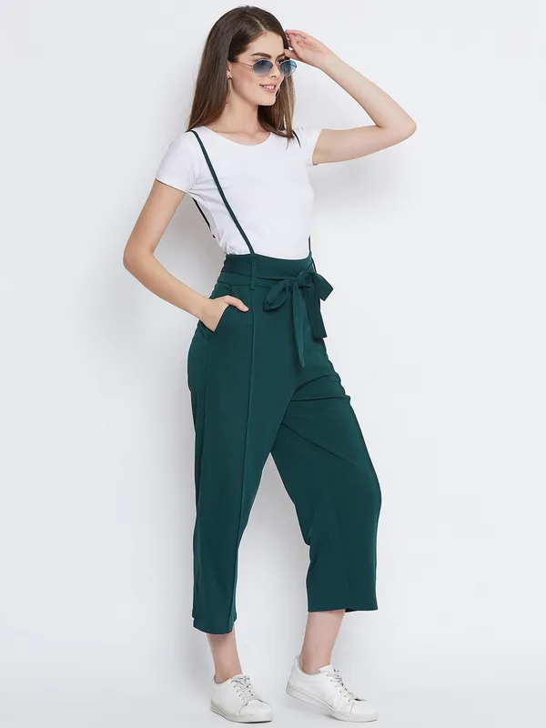 Green_Polyester_Dungaree_For_Women