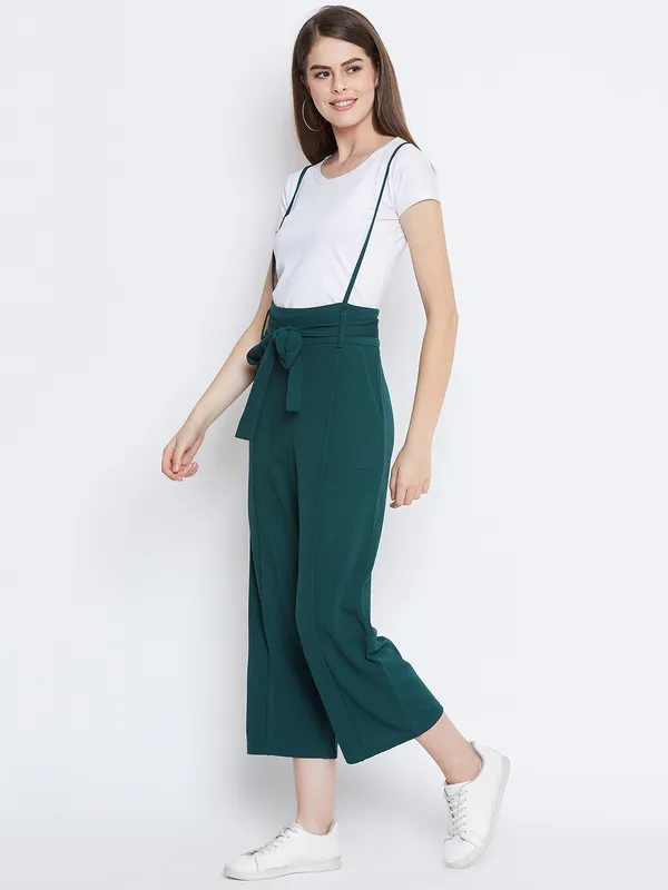 Green_Polyester_Dungaree_For_Women