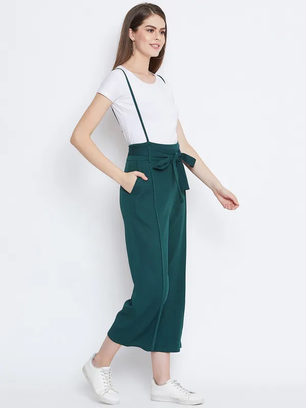 Green_Polyester_Dungaree_For_Women