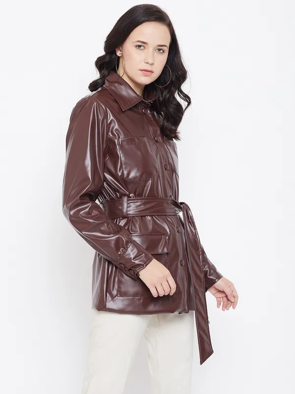 Zastraa_Women_Brown_Solid_Tailored_Jacket