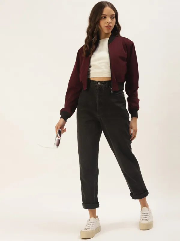 Maroon_Polyester_Jacket_For_Women