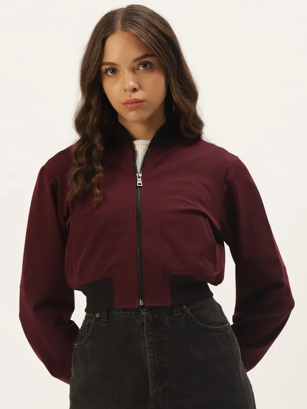 Maroon_Polyester_Jacket_For_Women