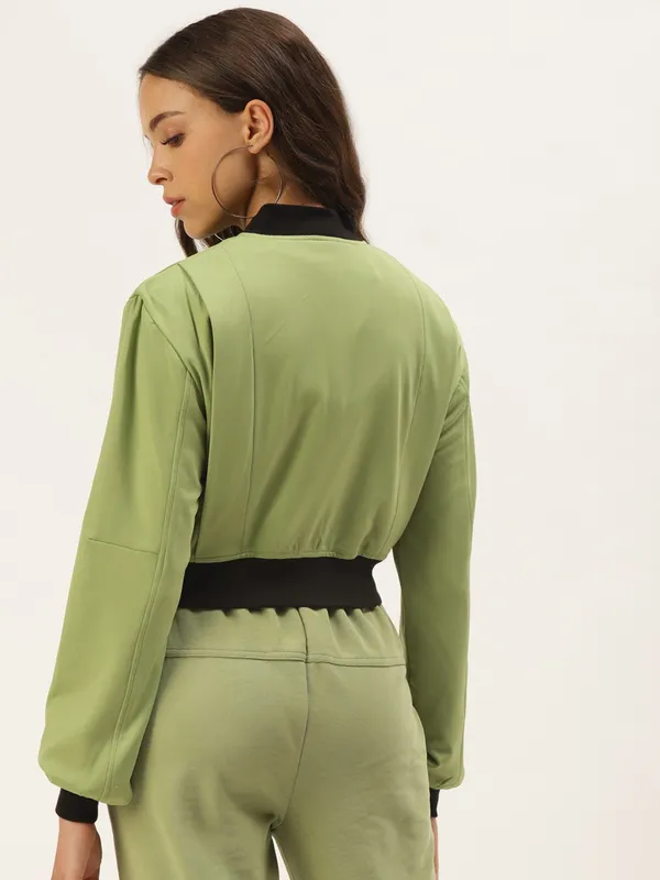 Zastraa_Women_Green_Lightweight_Crop_Bomber_Jacket