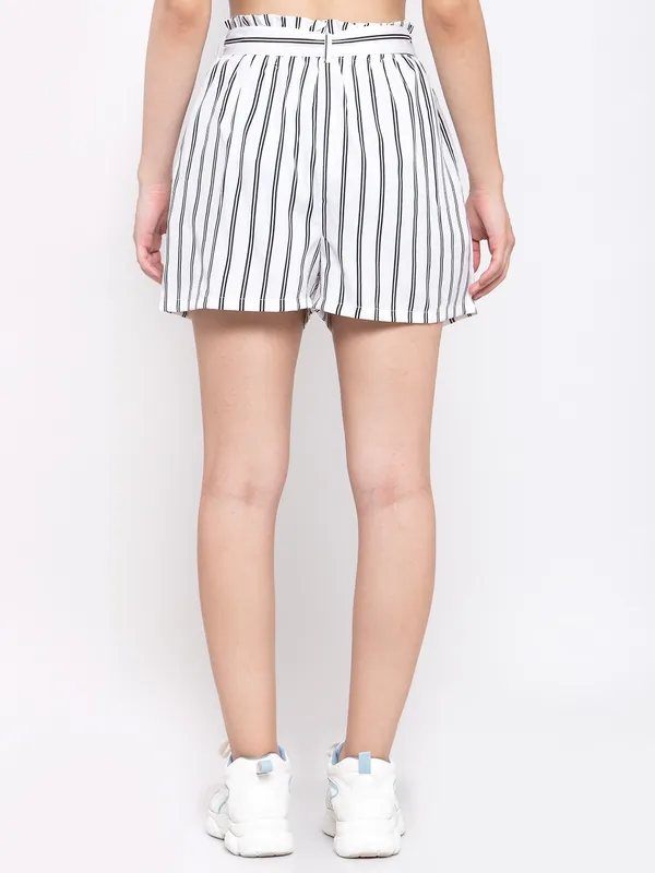 White_&_Black_Polyester_Short_For_Women