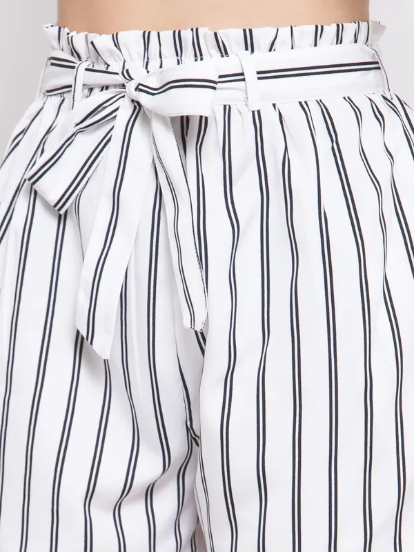 White_&_Black_Polyester_Short_For_Women