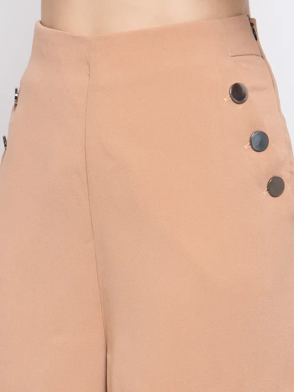 Beige_Polyester_Short_For_Women