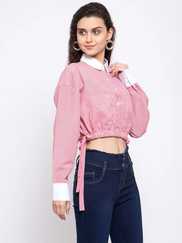 Pink_Cotton_Blend_Shirt_For_Women