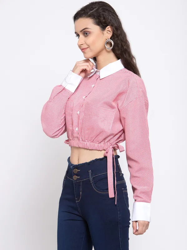 Pink_Cotton_Blend_Shirt_For_Women