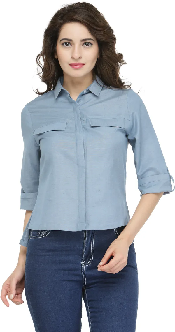 Blue_Cotton_Linen_Shirt_For_Women