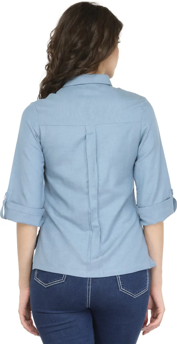 Blue_Cotton_Linen_Shirt_For_Women