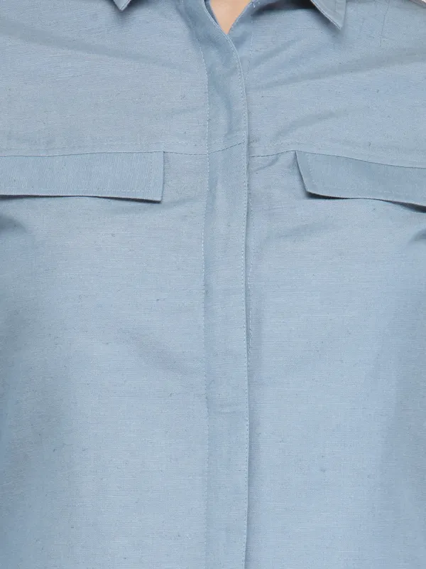 Blue_Cotton_Linen_Shirt_For_Women