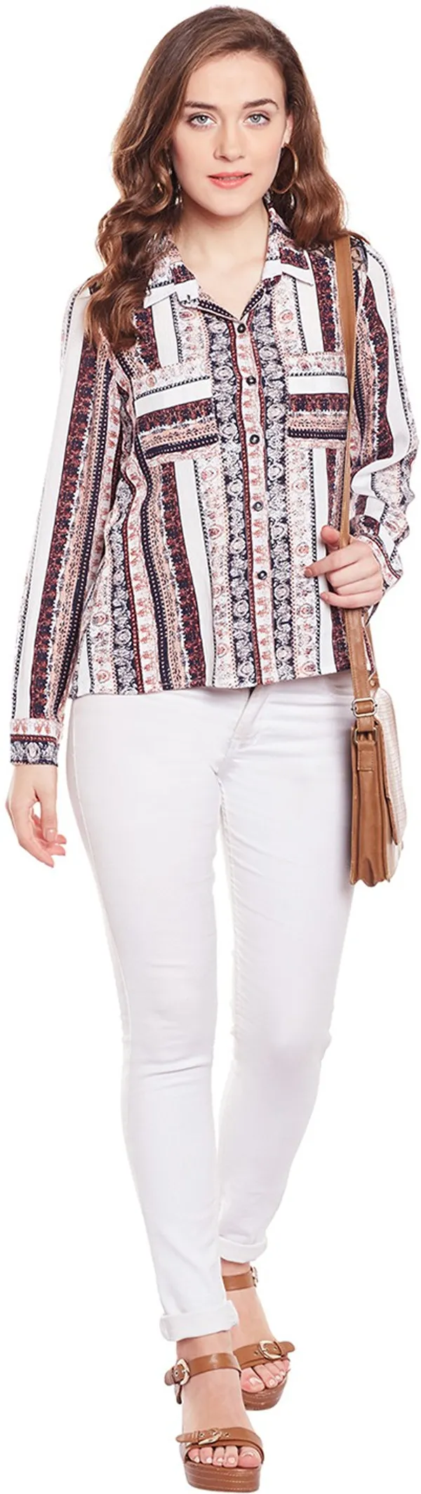 Brown_Cotton_Blend_Shirt_For_Women