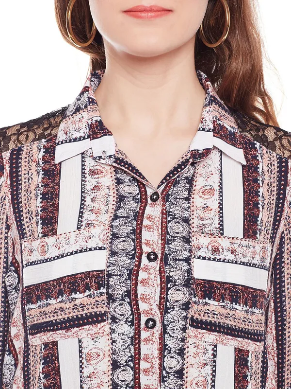 Brown_Cotton_Blend_Shirt_For_Women