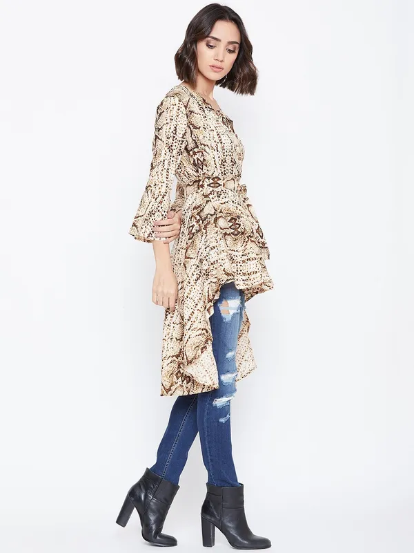 Zastraa_Women_Beige_Animal_Printed_Waterfall_Shrug