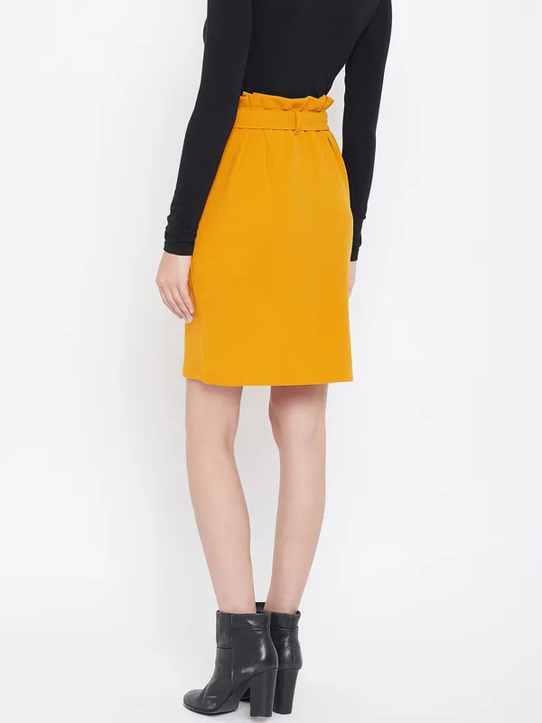 Yellow_Polyester_Skirt_For_Women