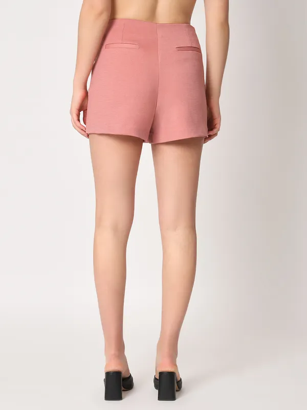 Zastraa_Pink_High_Waist_Scuba_Mini_Skorts