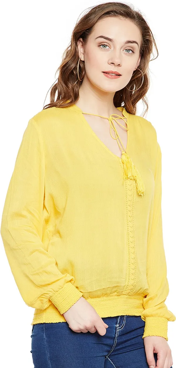 Yellow_Viscose_Rayon_Top_For_Women