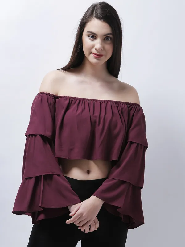 Maroon_Polyester_Top_For_Women