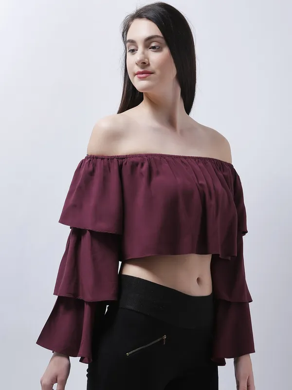 Maroon_Polyester_Top_For_Women