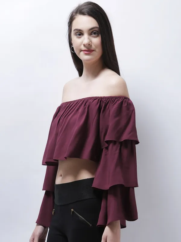 Maroon_Polyester_Top_For_Women
