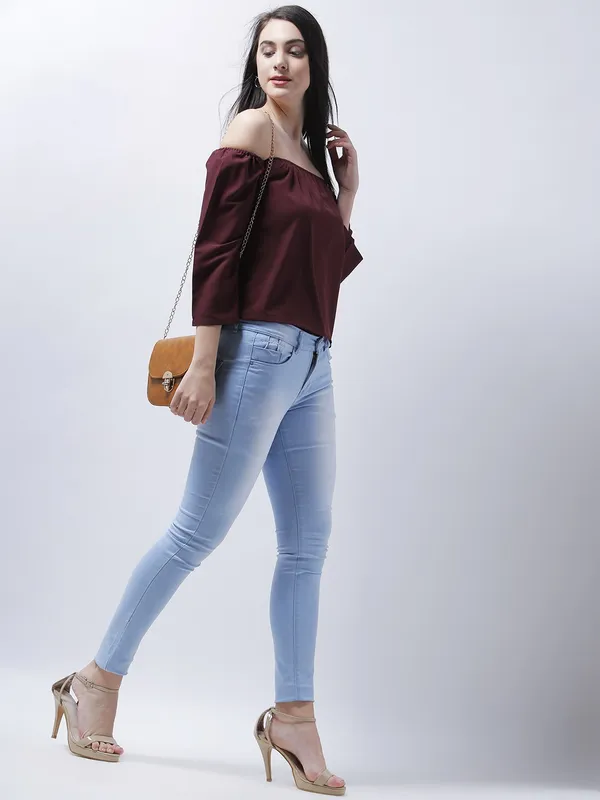 Maroon_Polyester_Top_For_Women