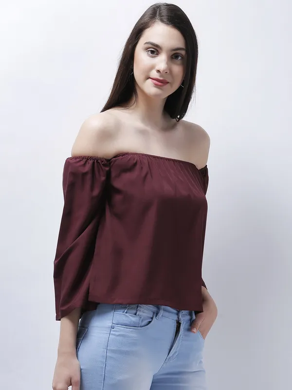 Maroon_Polyester_Top_For_Women