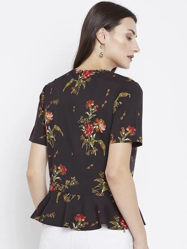 Zastraa_Women_Brown_Printed_Top