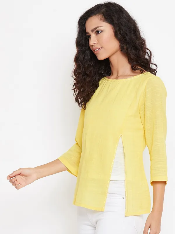 Yellow_Pure_Cotton_Top_For_Women