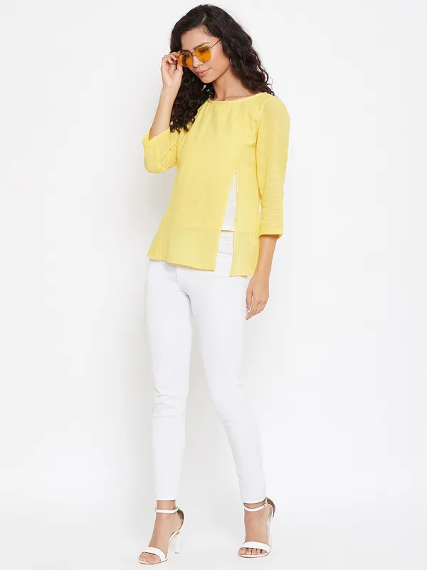 Yellow_Pure_Cotton_Top_For_Women