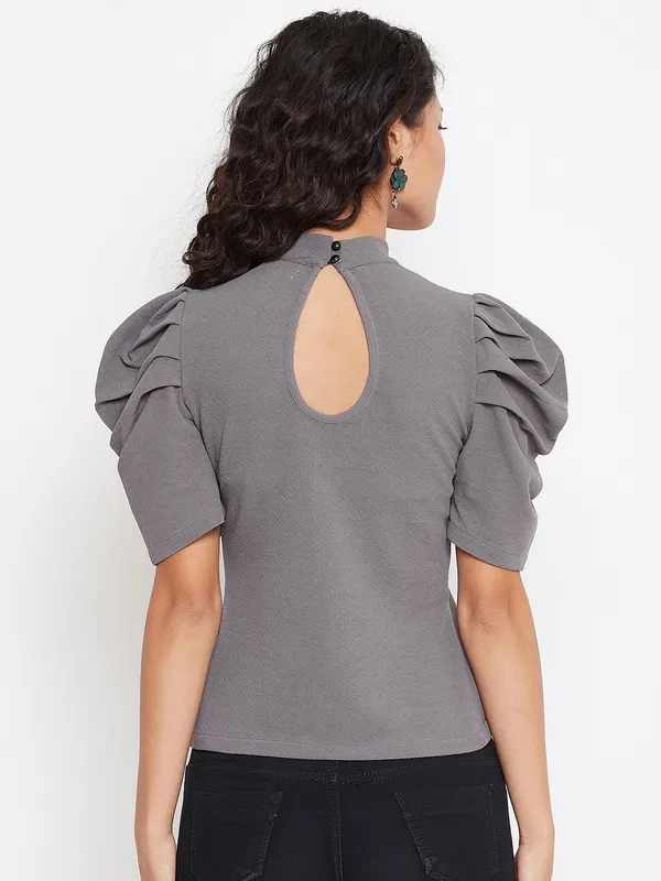 Grey_Polyester_Top_For_Women