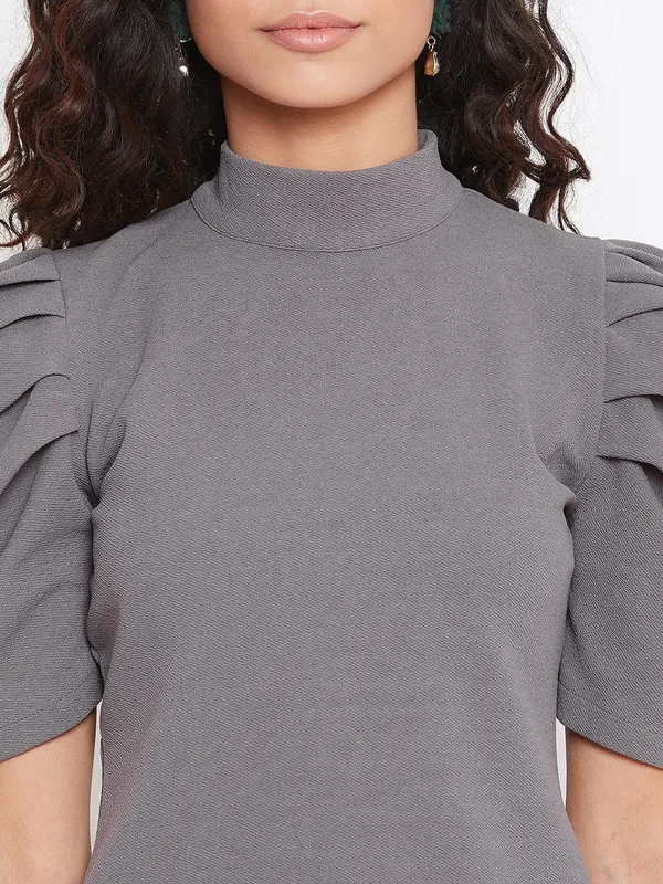 Grey_Polyester_Top_For_Women