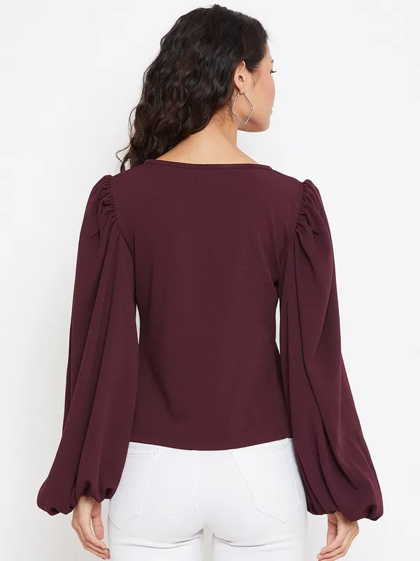 Maroon_Polyester_Top_For_Women