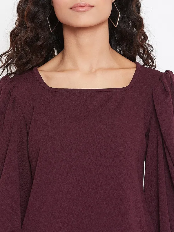 Maroon_Polyester_Top_For_Women