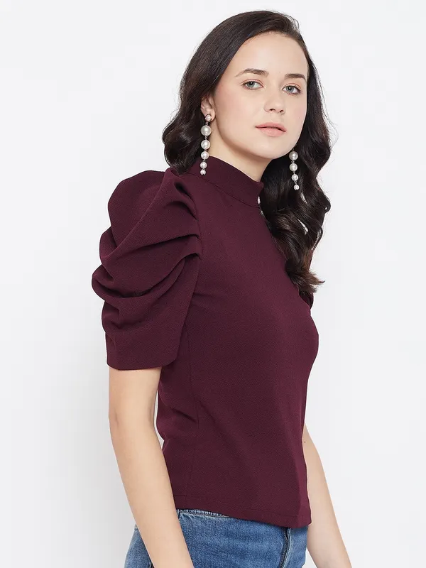 Maroon_Polyester_Top_For_Women