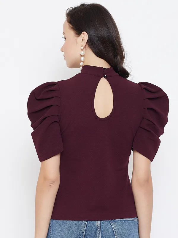 Maroon_Polyester_Top_For_Women