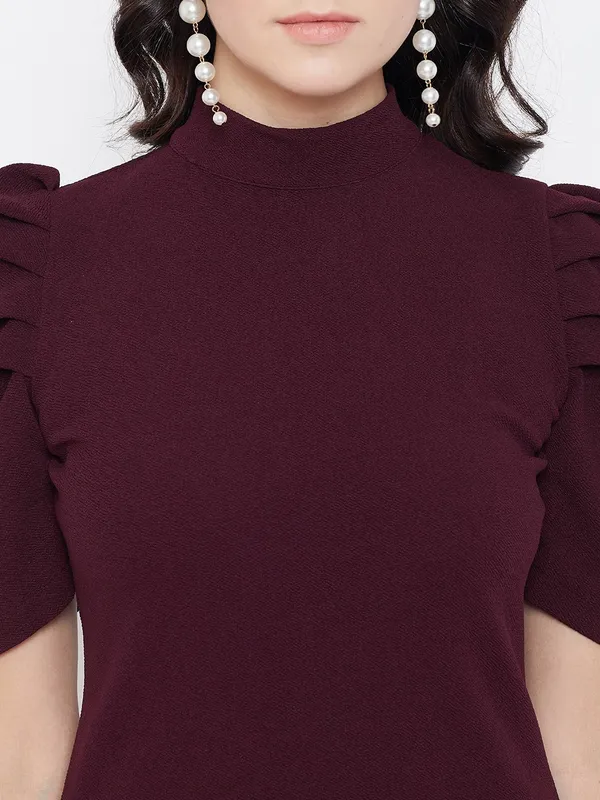 Maroon_Polyester_Top_For_Women