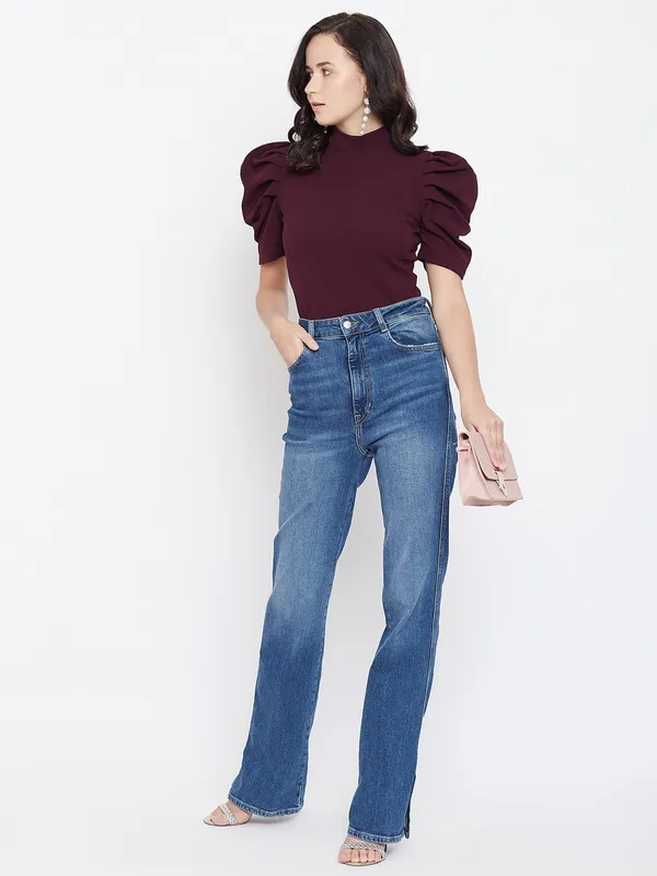 Maroon_Polyester_Top_For_Women