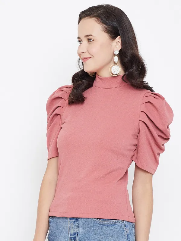 Pink_Polyester_Top_For_Women