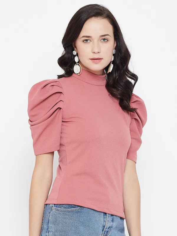 Pink_Polyester_Top_For_Women