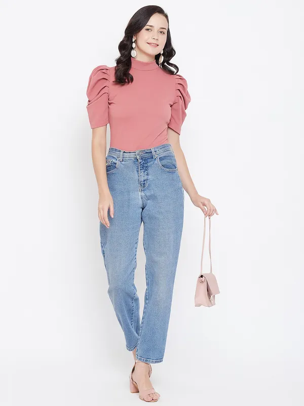 Pink_Polyester_Top_For_Women