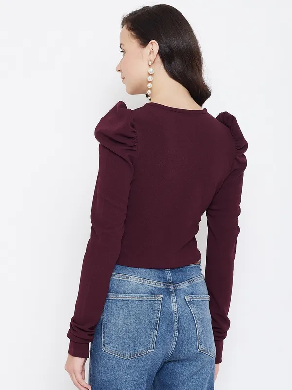 Maroon_Viscose_Rayon_Top_For_Women