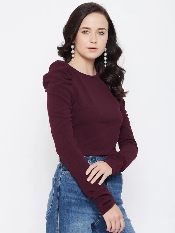 Maroon_Viscose_Rayon_Top_For_Women